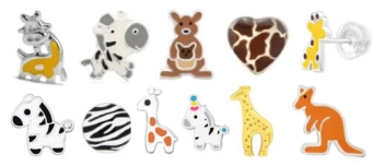 Zebra Ohrstecker, Giraffen & Kängurus