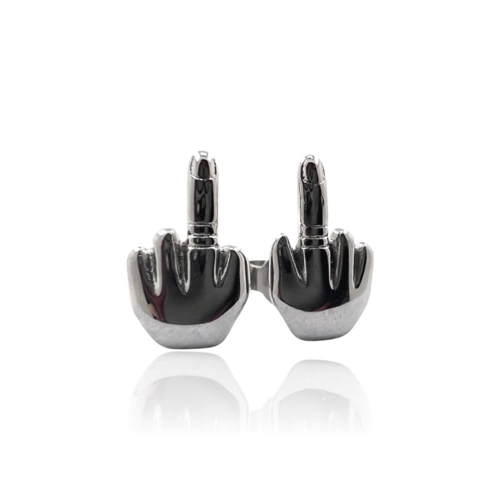 316L Chirurgenstahl Ohrringe Ohrstecker Hand mit Mittelfinger