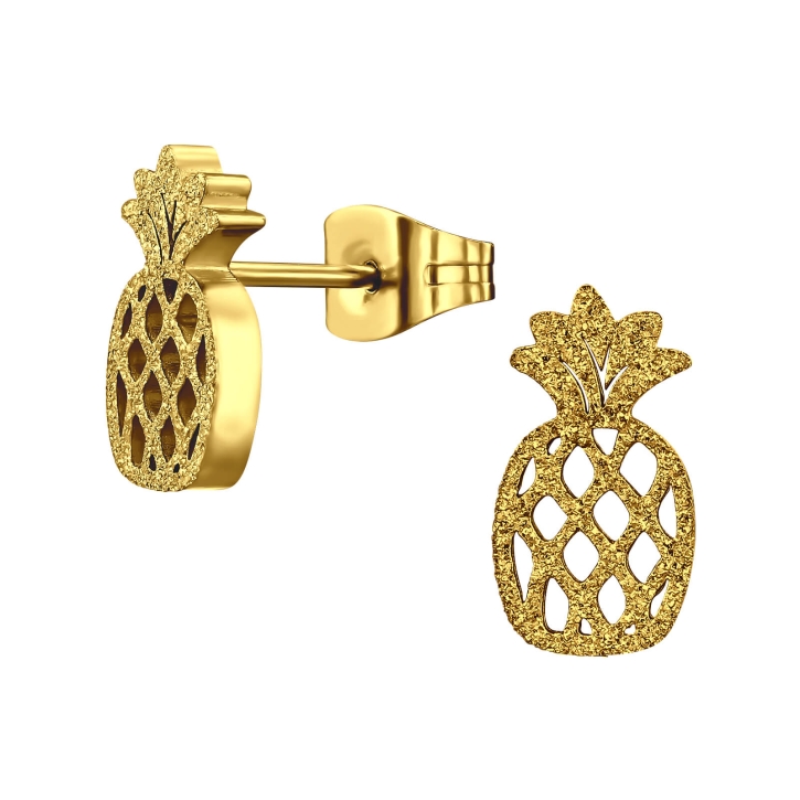 Ohrringe Ohrstecker 316L Chirurgenstahl mit Ananas goldfarben