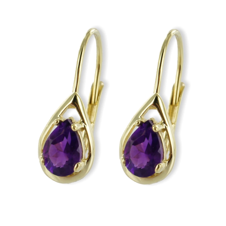 333 Gelbgold Klappbrisuren Ohrringe mit Amethyst