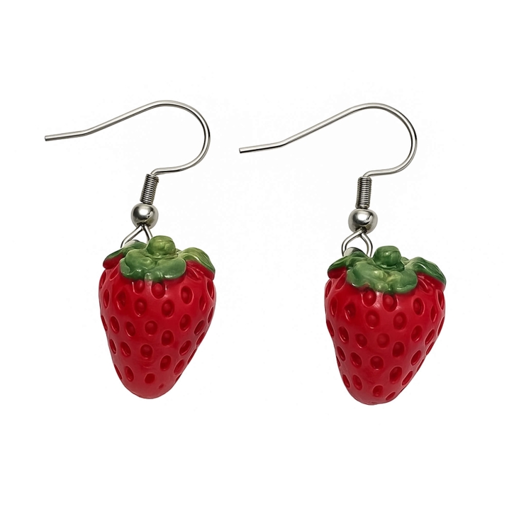 Ohrringe 316L Chirurgenstahl Ohrhaken Ohrhänger mit Erdbeere