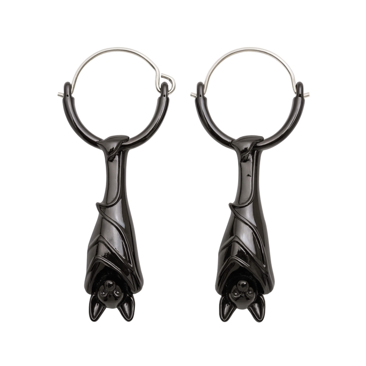 Fledermaus Ohrhänger 316L Chirurgenstahl Creolen Ohrringe mit Flughund schwarz Fledermaus Ohrhänger 316L Chirurgenstahl Creolen Ohrringe mit Flughund schwarz