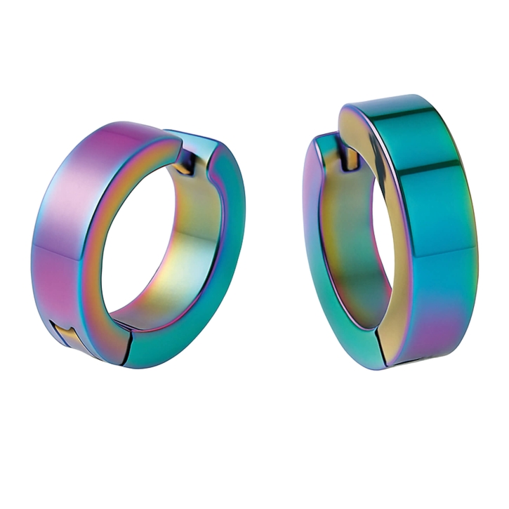316L Chirurgenstahl Klappcreolen Ohrringe Regenbogenfarben 14mm
