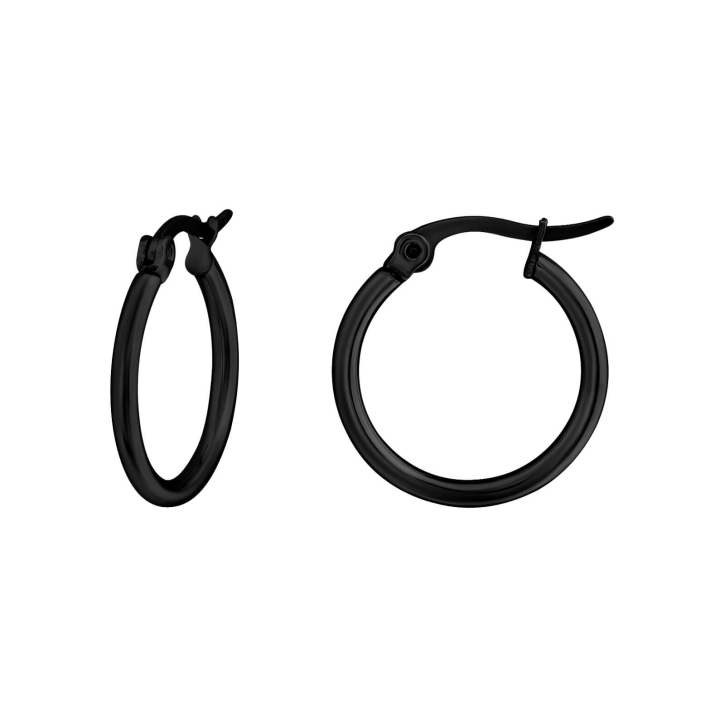 Chirurgenstahl Creolen Ohrringe schwarz 20mm mit französischem Verschluss