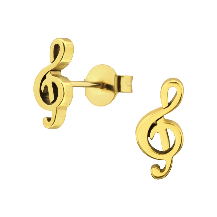 Ohrringe Musik Ohrstecker 316L Chirurgenstahl goldfarben mit Notenschlüssel
