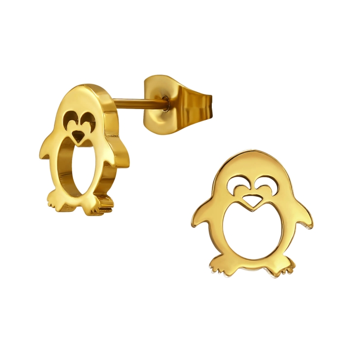 Ohrringe Ohrstecker 316L Chirurgenstahl Pinguin goldfarben