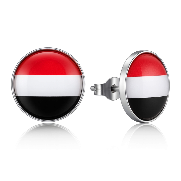 Ohrringe Ohrstecker 316L Chirurgenstahl rot-weiß-schwarz gestreift