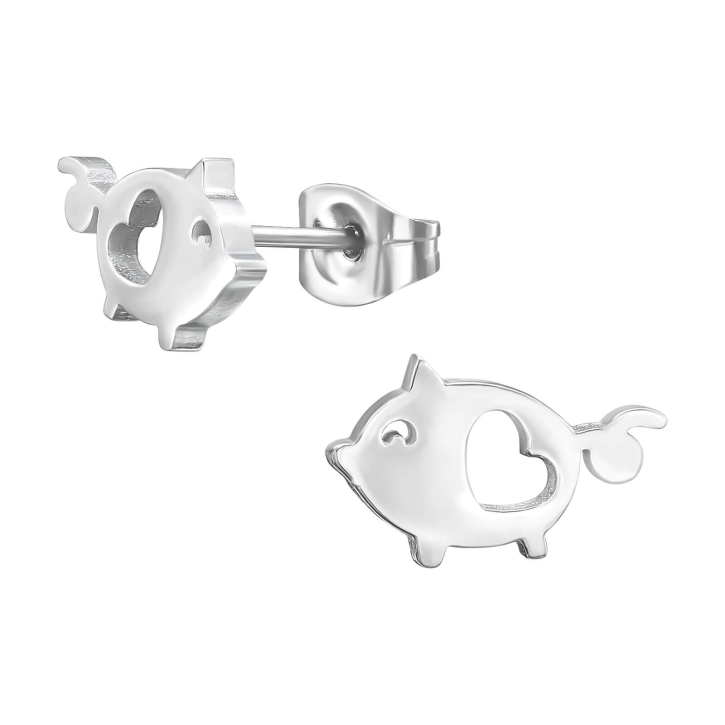 Ohrringe Ohrstecker 316L Chirurgenstahl Schwein mit Herz