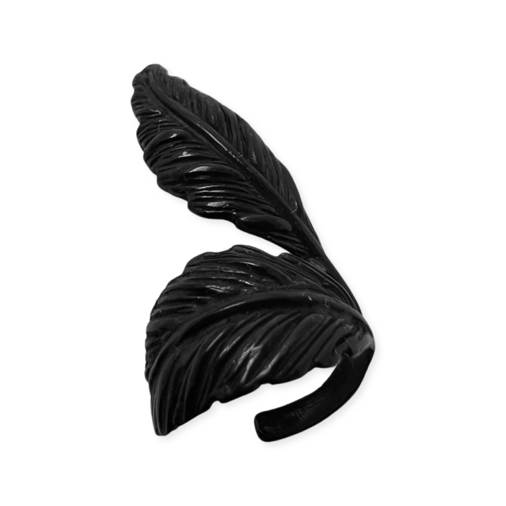 Ear Cuff Chirurgenstahl Ohrschmuck Ohrklemme mit Federn in schwarz