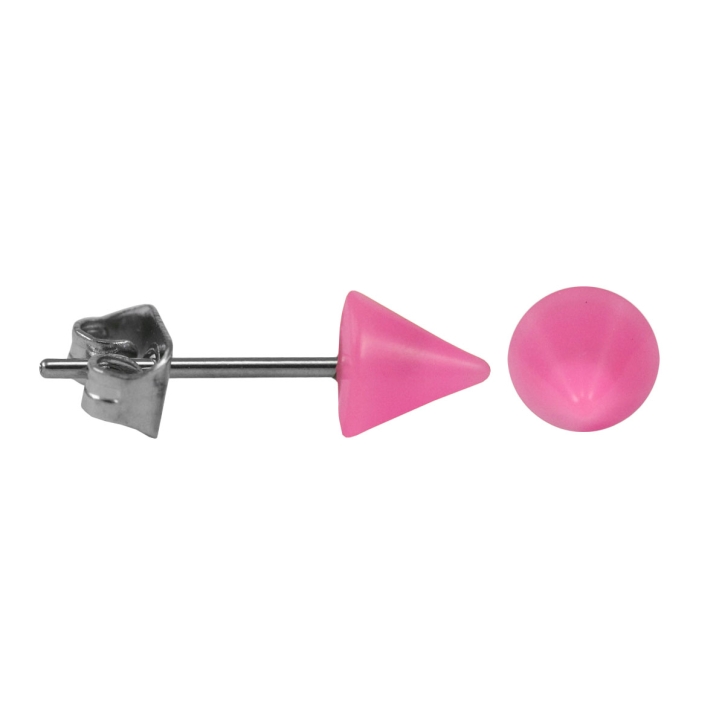Chirurgenstahl Ohrstecker Acrylspitze pink 5 mm