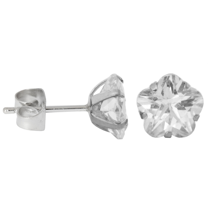 Ohrstecker aus Chirurgenstahl mit Blume in transparent 4mm