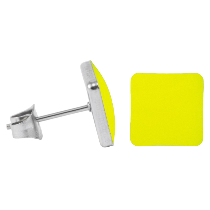 Chirurgenstahl Ohrstecker Emaille Quadrat leuchtendes gelb 7 mm