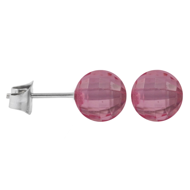 Chirurgenstahl Ohrstecker Facettenkugel pink 8 mm