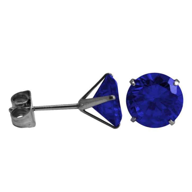 Ohrstecker Chirurgenstahl rundem Glaskristall in blau 2mm