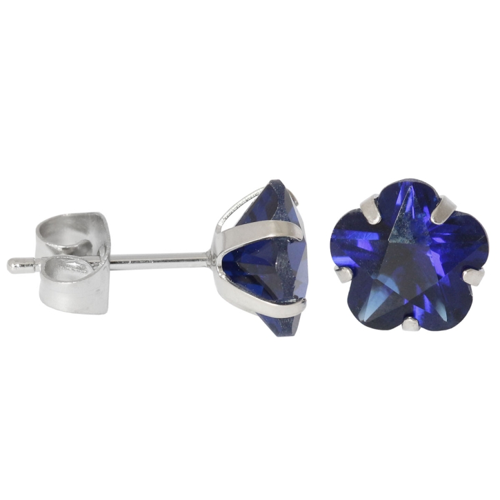 Ohrstecker aus Chirurgenstahl mit Blume in blau 4mm