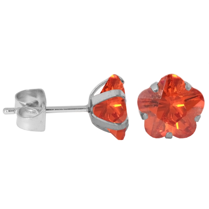 Ohrstecker aus Chirurgenstahl mit Blume in orange 4mm