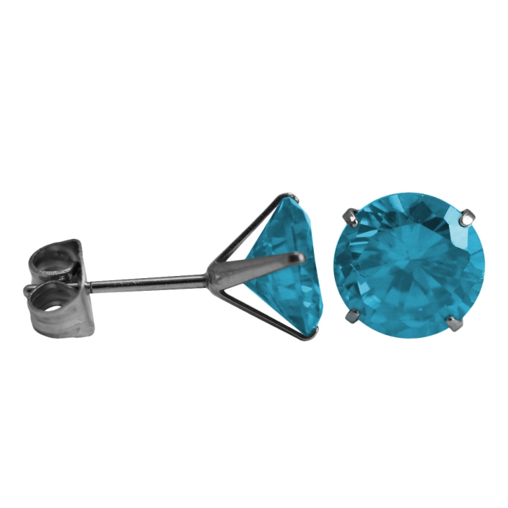 Ohrstecker Chirurgenstahl rundem Glaskristall in hellblau 8mm