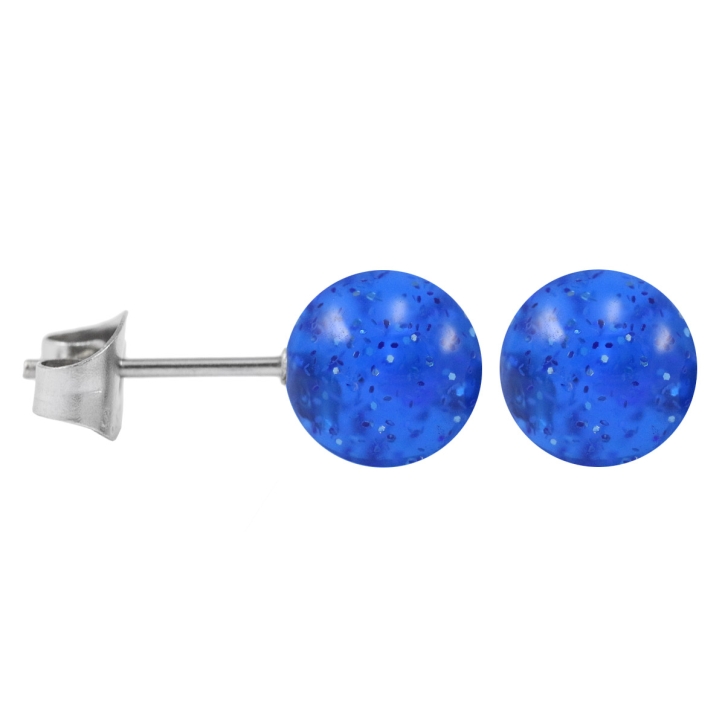 Ohrstecker Chirurgenstahl Glitterkugel blau 6 mm