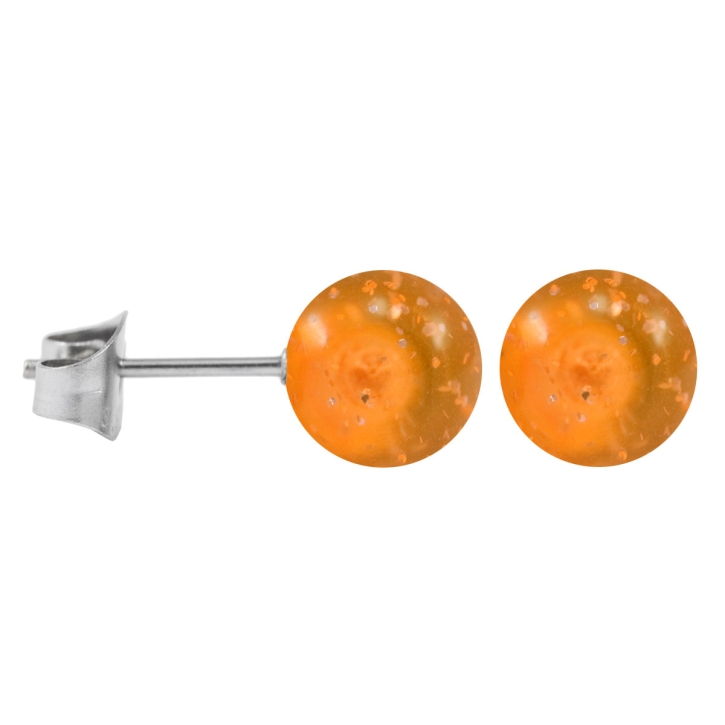 Ohrstecker Chirurgenstahl Glitterkugel orange 3 mm