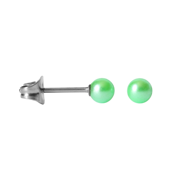 Chirurgenstahl Ohrstecker mit synthetischer Perle grün 4mm