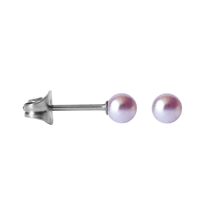 Chirurgenstahl Ohrstecker mit synthetischer Perle lila 4mm
