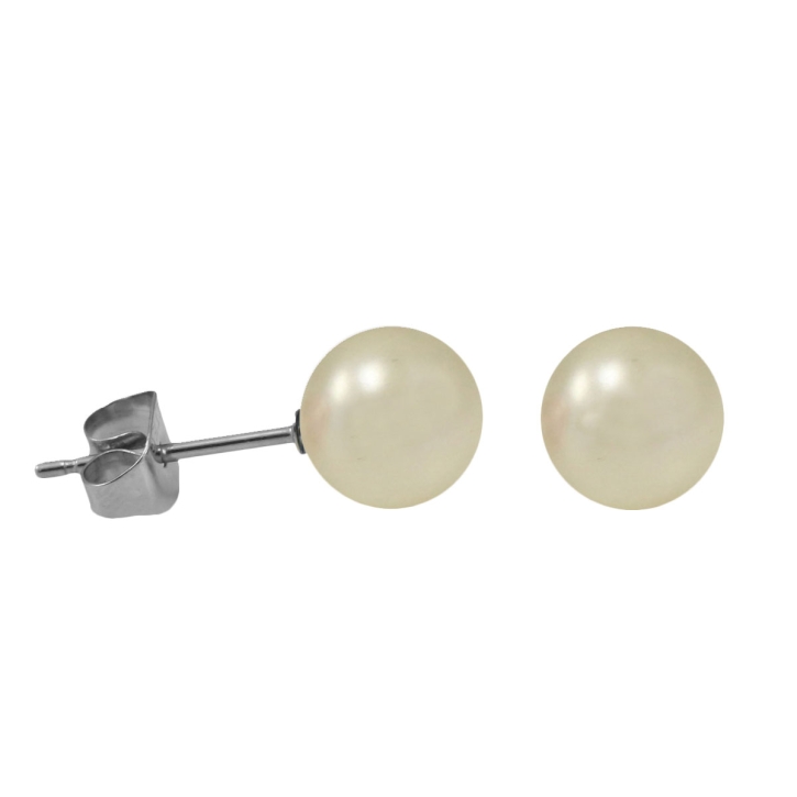 Ohrstecker 316L Chirurgenstahl mit synthetischer Perle in creme 5mm