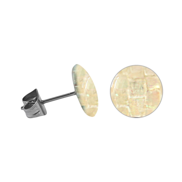 Chirurgenstahl Ohrstecker mit rundem Mosaik in beige 8 mm