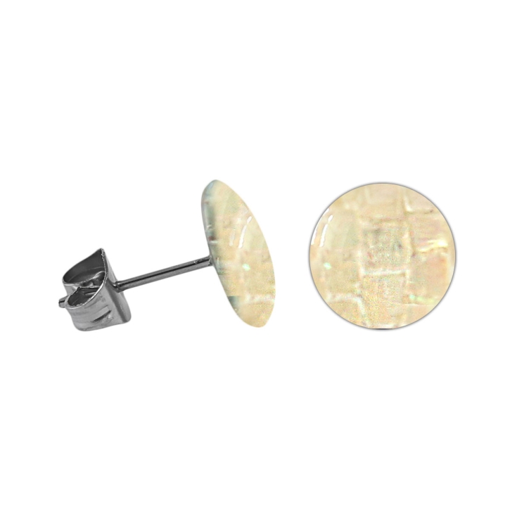 Chirurgenstahl Ohrstecker mit rundem Mosaik in beige 5 mm