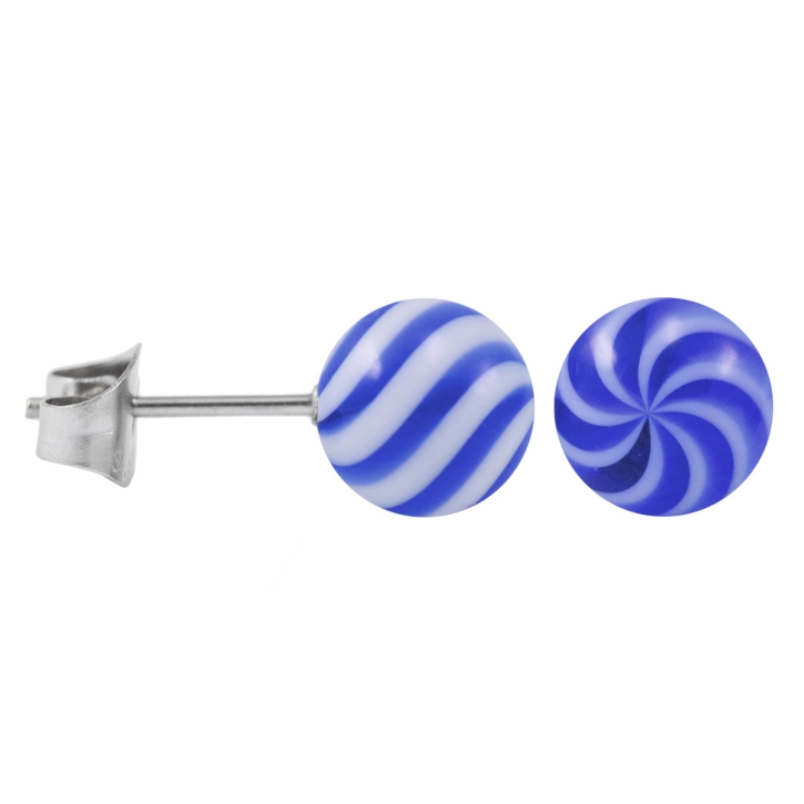 Ohrstecker Chirurgenstahl Acrylkugel Twister-Color blau 5 mm