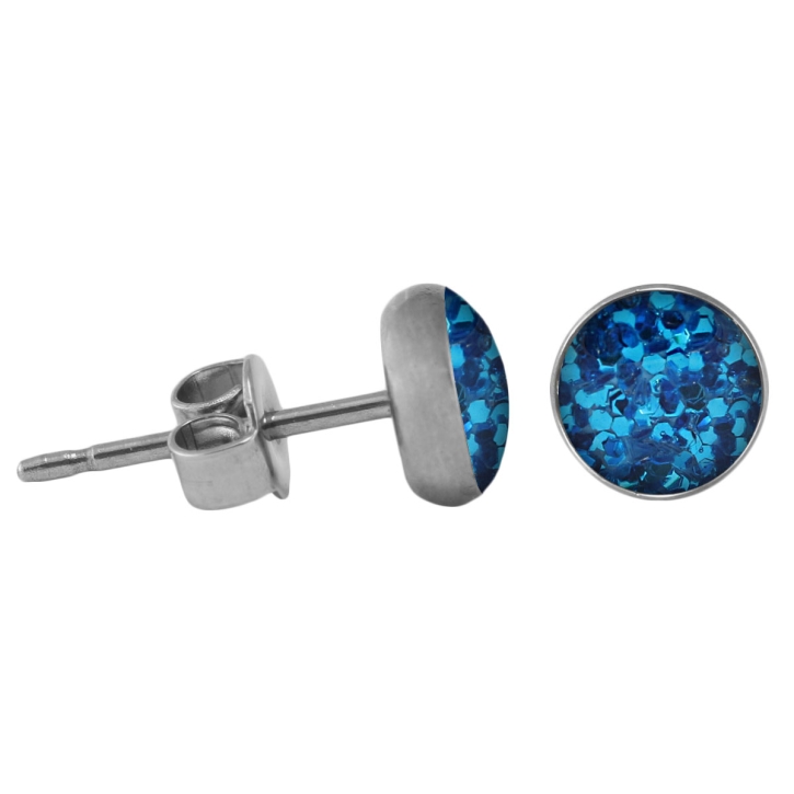 Chirurgenstahl Ohrstecker Glitterline blau 4 mm