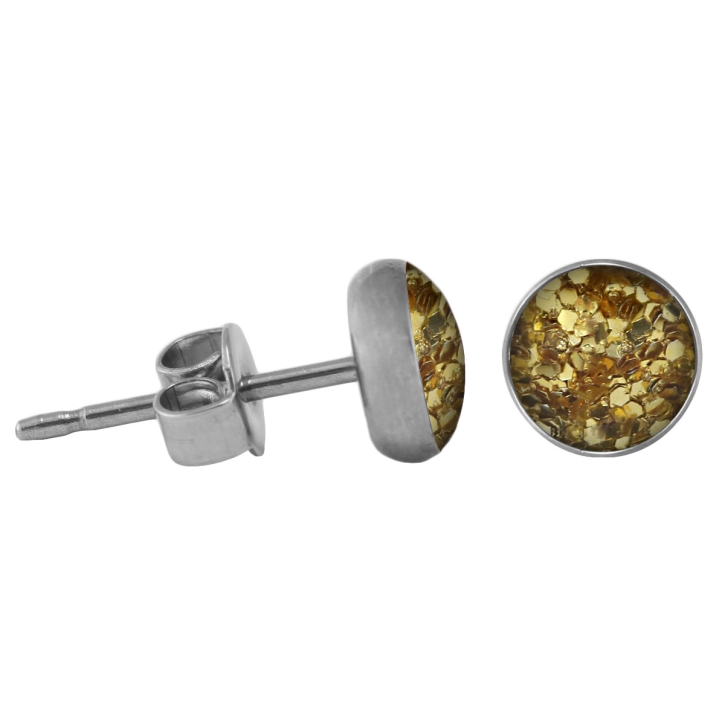 Chirurgenstahl Ohrstecker Glitterline gold 10 mm