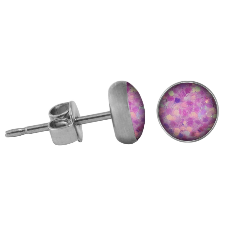 Chirurgenstahl Ohrstecker Glitterline helles pink 8 mm