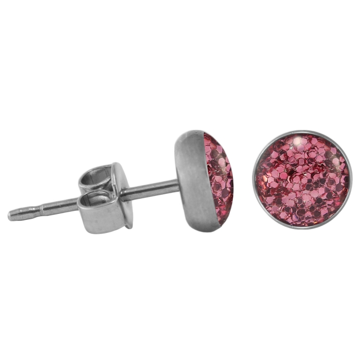 Chirurgenstahl Ohrstecker Glitterline pink 6 mm