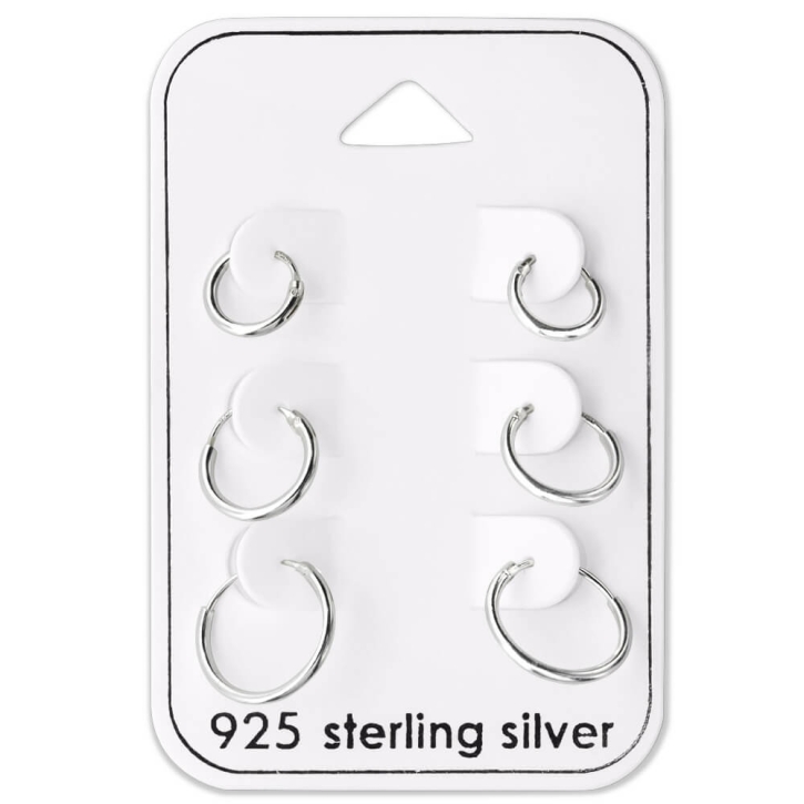 Ohrringe Set 925 Sterling Silber Creolen 8-12 mm
