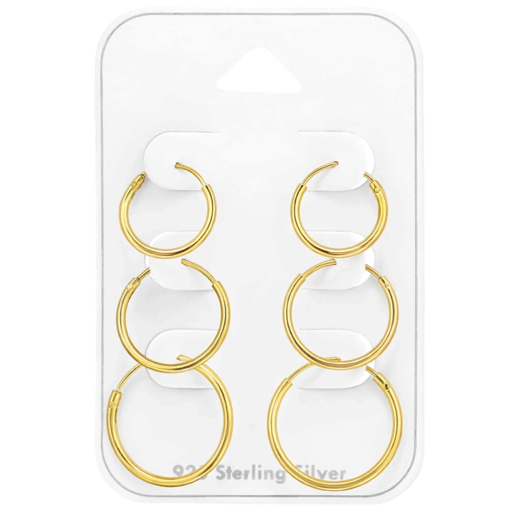 Ohrringe Set 925 Sterling Silber vergoldet Creolen 12-16 mm