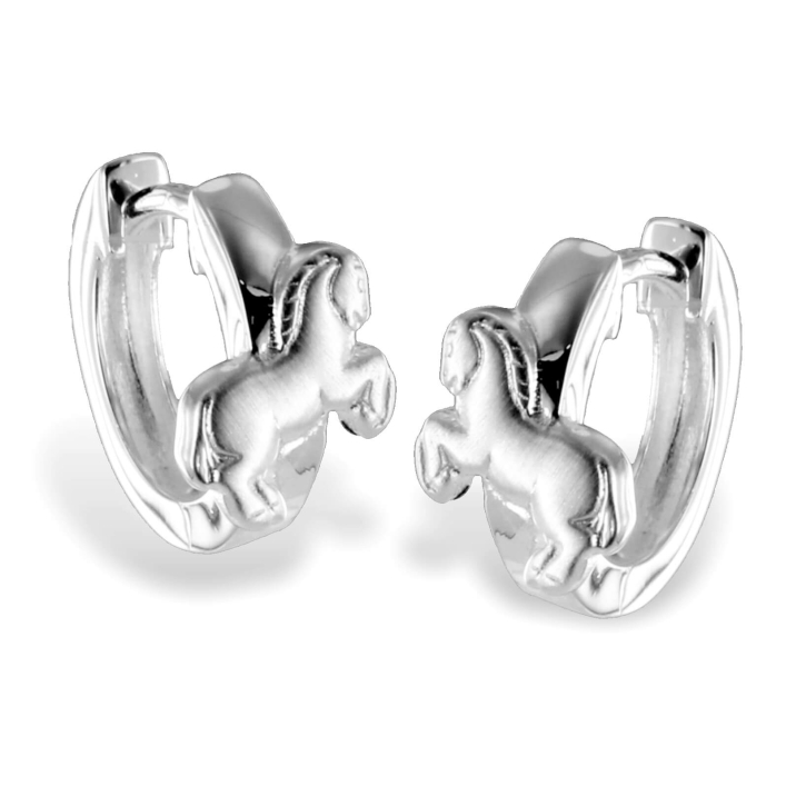 925 Sterling Silber Klappcreolen Ohrringe 12mm mit Pferd