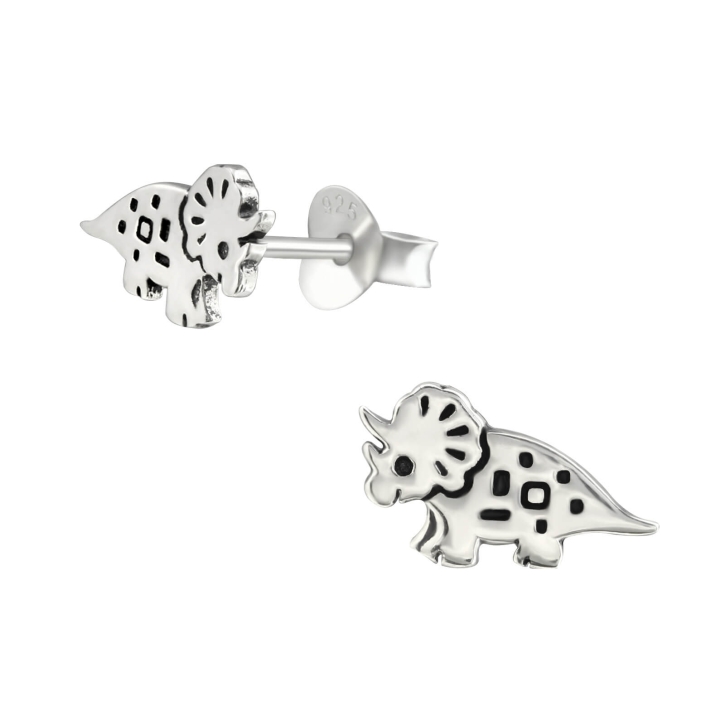 Dinosaurier Ohrstecker 925 Sterling Silber mit Triceratops