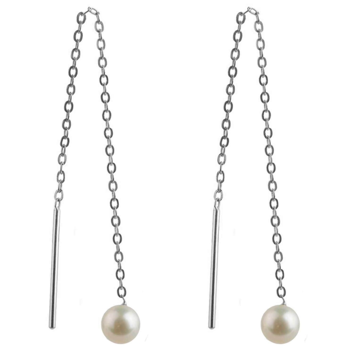 925 Sterling Silber Durchzieher Ohrringe mit Süßwasserzuchtperle 4 mm