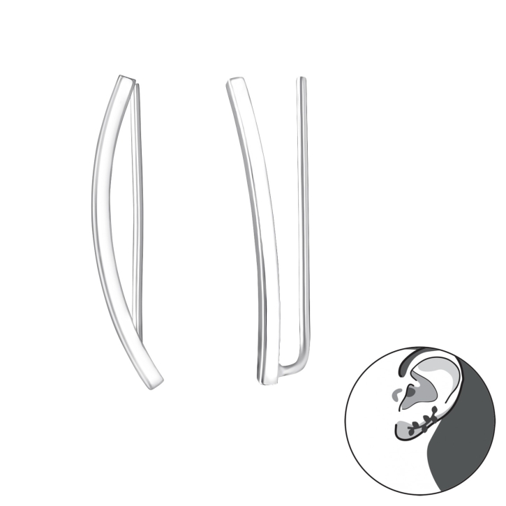 Gekurvte simple Ear Climber 925 Sterling Silber Ohrstecker Ohrklemme