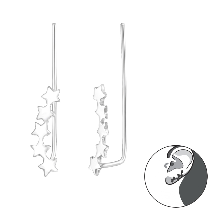 Sternenansammlung-Ear Climber 925 Sterling Silber Ohrstecker Ohrklemme