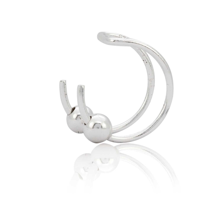 Ear Cuff 925 Sterling Silber zweireihig mit Kugel