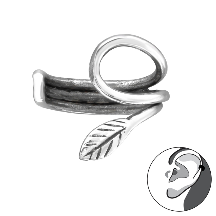 Ear Cuff 925 Sterling Silber Ohrklemme mit Blatt