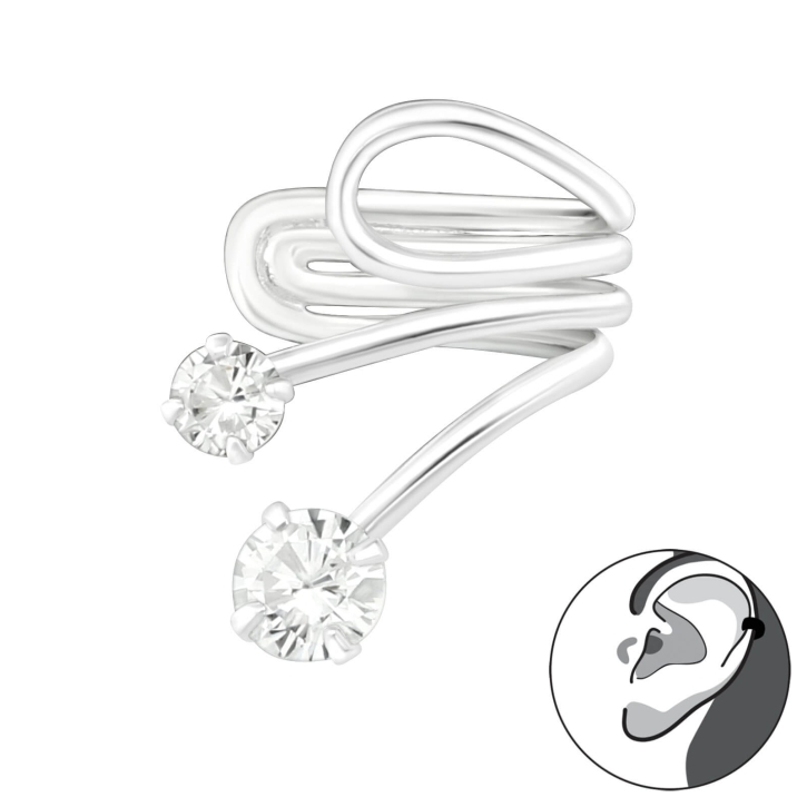 Ear Cuff 925 Sterling Silber Ohrklemme mit Zirkonia-Steinen