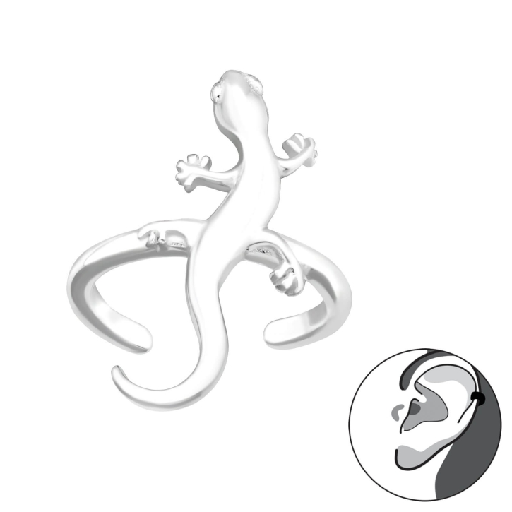 Ear Cuff Ohrringe 925 Sterling Silber Ohrklemme mit Eidechse