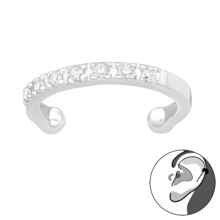 Funkelnde Ohrmanschette mit Zirkonia 925 Sterling Silber Ear Cuff Ohrklemme