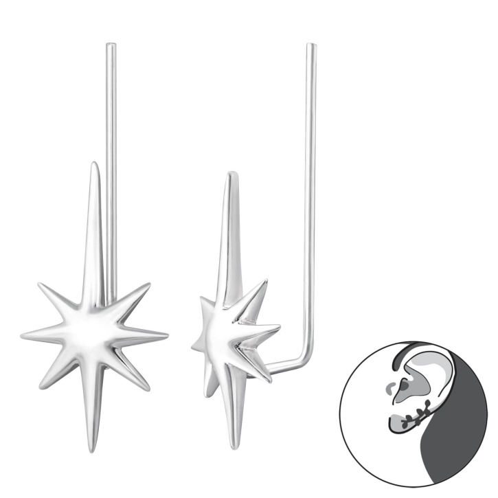 Ear Climber 925 Sterling Silber mit Nordstern Ohrstecker Ohrklemme