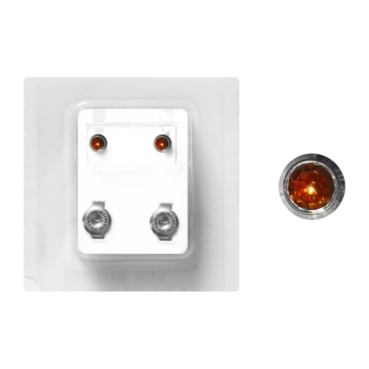 Erstohrstecker Chirurgenstahl Sterile Ohrstecker Zarge mit Stein in orange 4mm