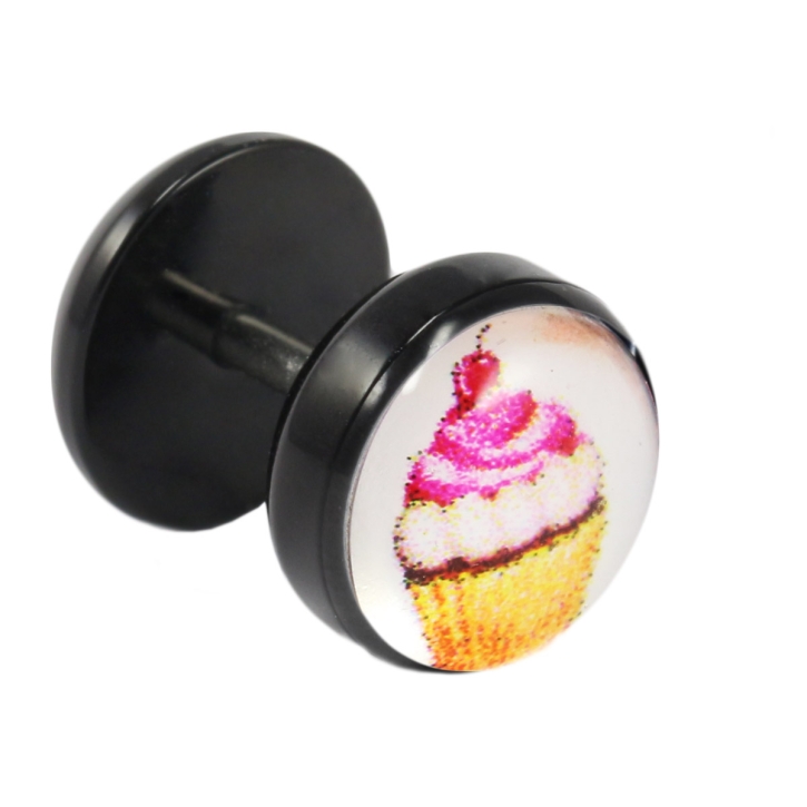 Fake Plug Ohrstecker mit Icecream-Motiv