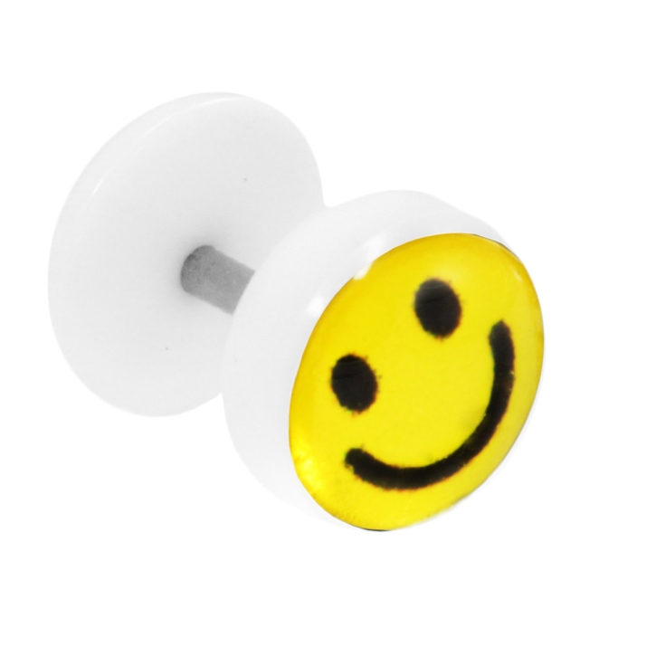 Fake Plug Ohrstecker mit Motiv Smiley