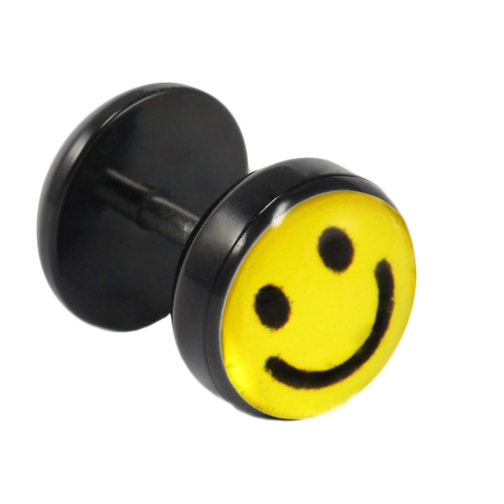 Fake Plug Ohrstecker mit Smiley-Motiv